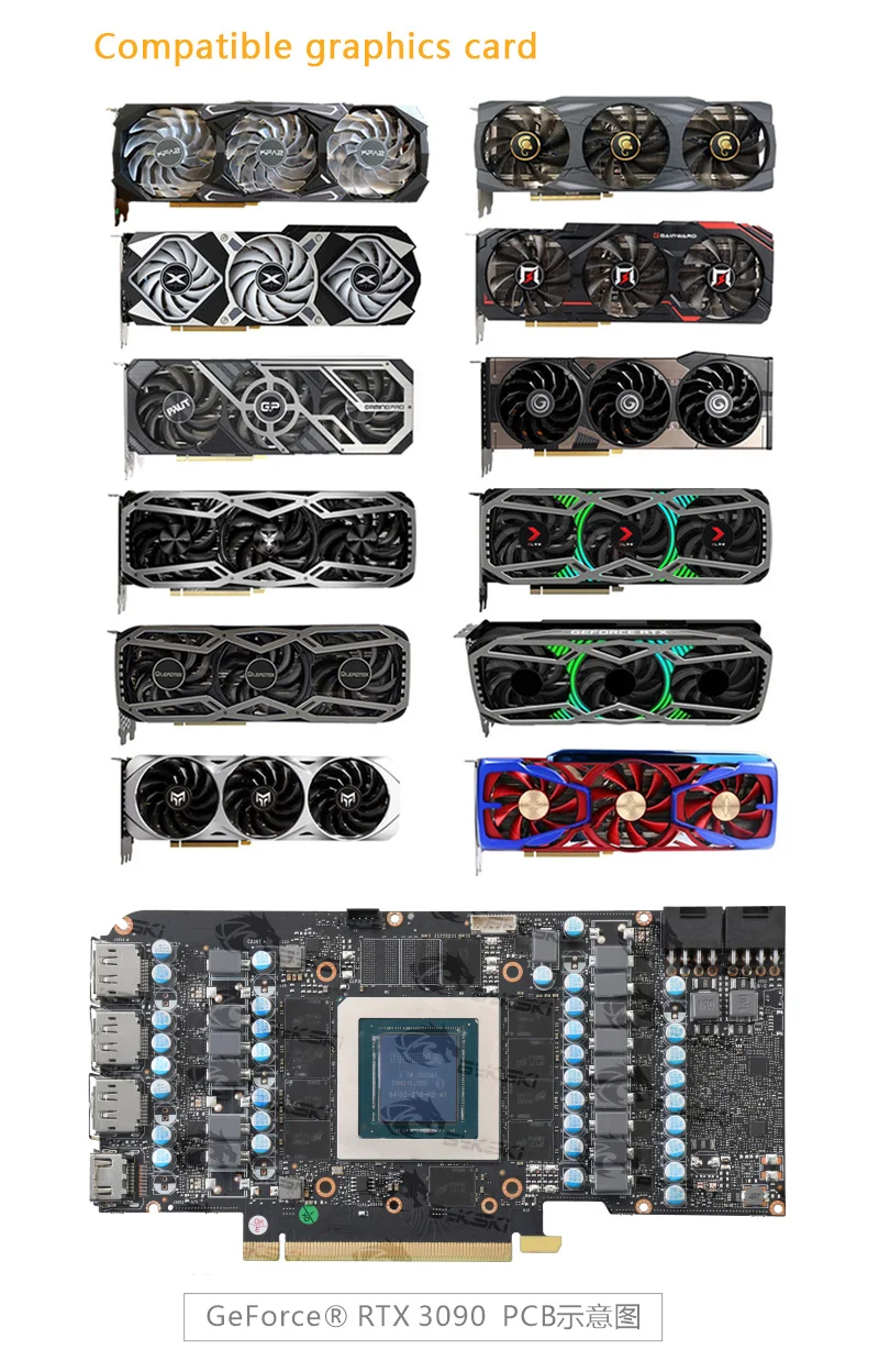 Imagem -05 - Bykski Uso Bloco de Água para Nvidia Rtx 3080 3090 Edição de Referência Gpu Cartão Radiador de Cobre Backplate Ativo Refrigerar Aura Rgb