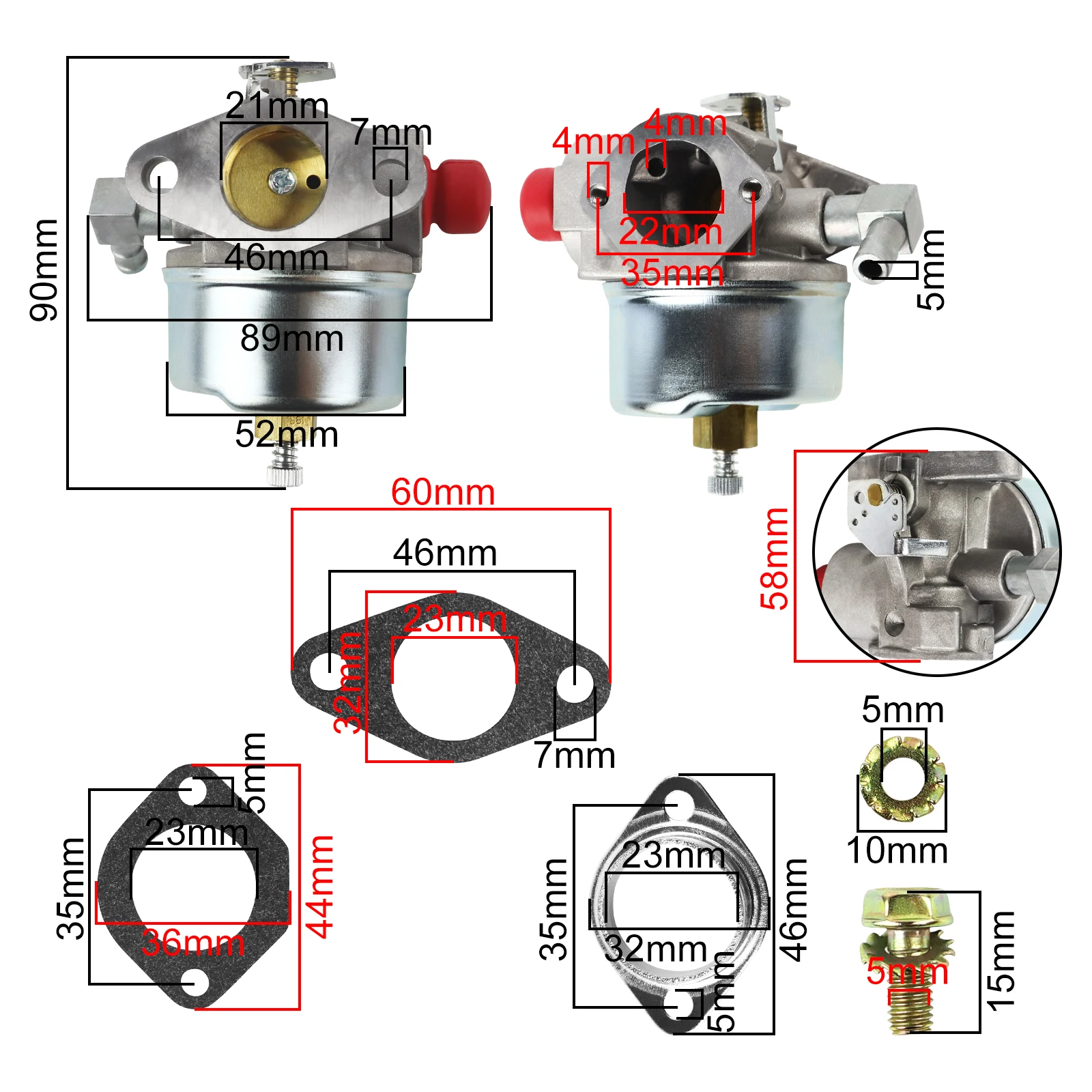 Carburetor for Craftsman Eager 1 Lawn Mower Tecumseh TVS90 TVS100 TVS105 TVS115 TVS120 TVXL90 TNT120 TVS75 LAV40 632795A 632046A