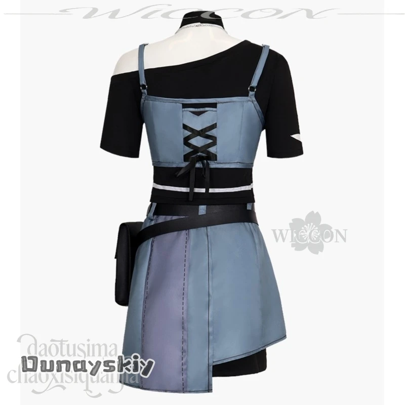 Hanasato Minori Cosplay Anime Game Project Sekai Rise And Strive New Event Anti You Costume Denim Strap Dress Wigs Idol Uniform view 6