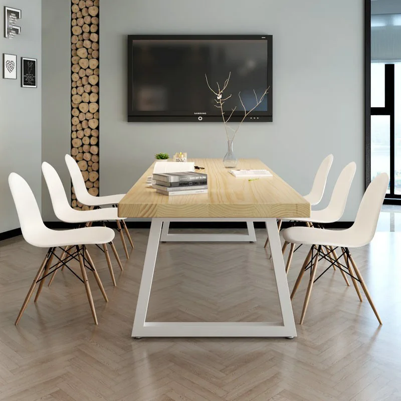 Nordic log rectangular conference table solid wood office strip negotiation table