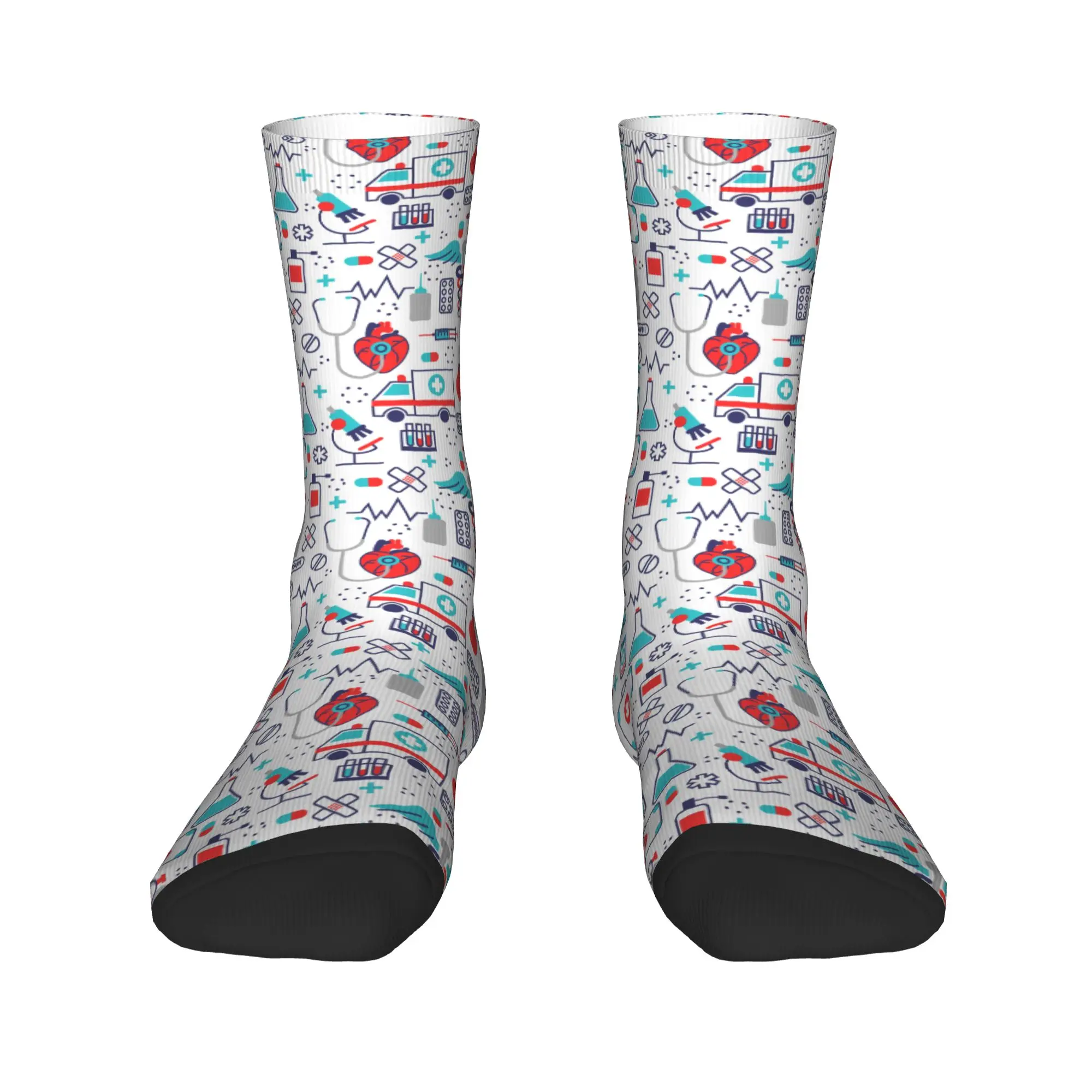 Calcetines geniales de dibujos animados para médicos y enfermeras, calcetines con estampado 3D para hombre, medias con patrón médico de enfermería para mujer