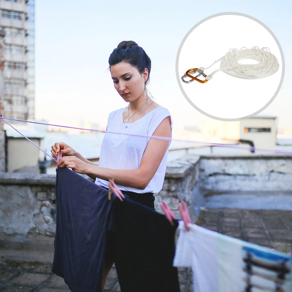 

Portable Clothesline Nylon Lightweight Compact Design for Travel Camping Picnic Washing Line Ropes Non Slip Hangers