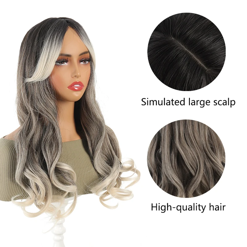 

Парик, длинные вьющиеся волосы, восьмиобразная челка, окрашенная водная рябь, высокотемпературный шелковый парик, полный головной убор