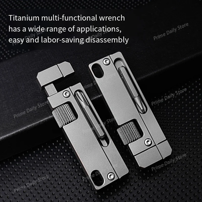 Titanium Alloy Multifunctional EDC Tool Portable Daily‑Carry Adjustable Open‑End Wrench Multi‑Purpose Spanner for Outdoor Repair