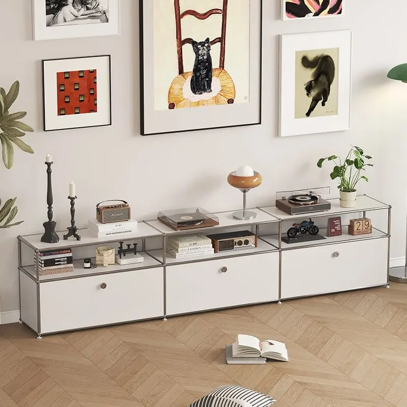 Modern Living Room Cabinet Modular Sideboard Storage Cabinets Combination TV Stand for Customizable Steel Frame Wood Furniture