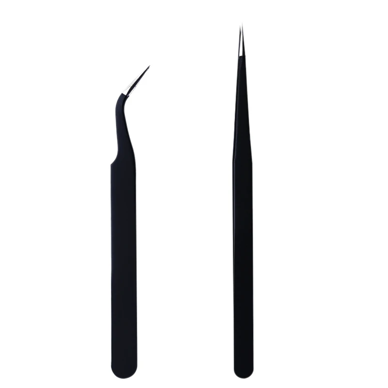 2 قطعة مكافحة ساكنة الدقة مجموعة ملاقط الفولاذ المقاوم للصدأ ESD الصناعية الملقط حساب إلكترونيات الهاتف إصلاح طقم أدوات يدوية #6