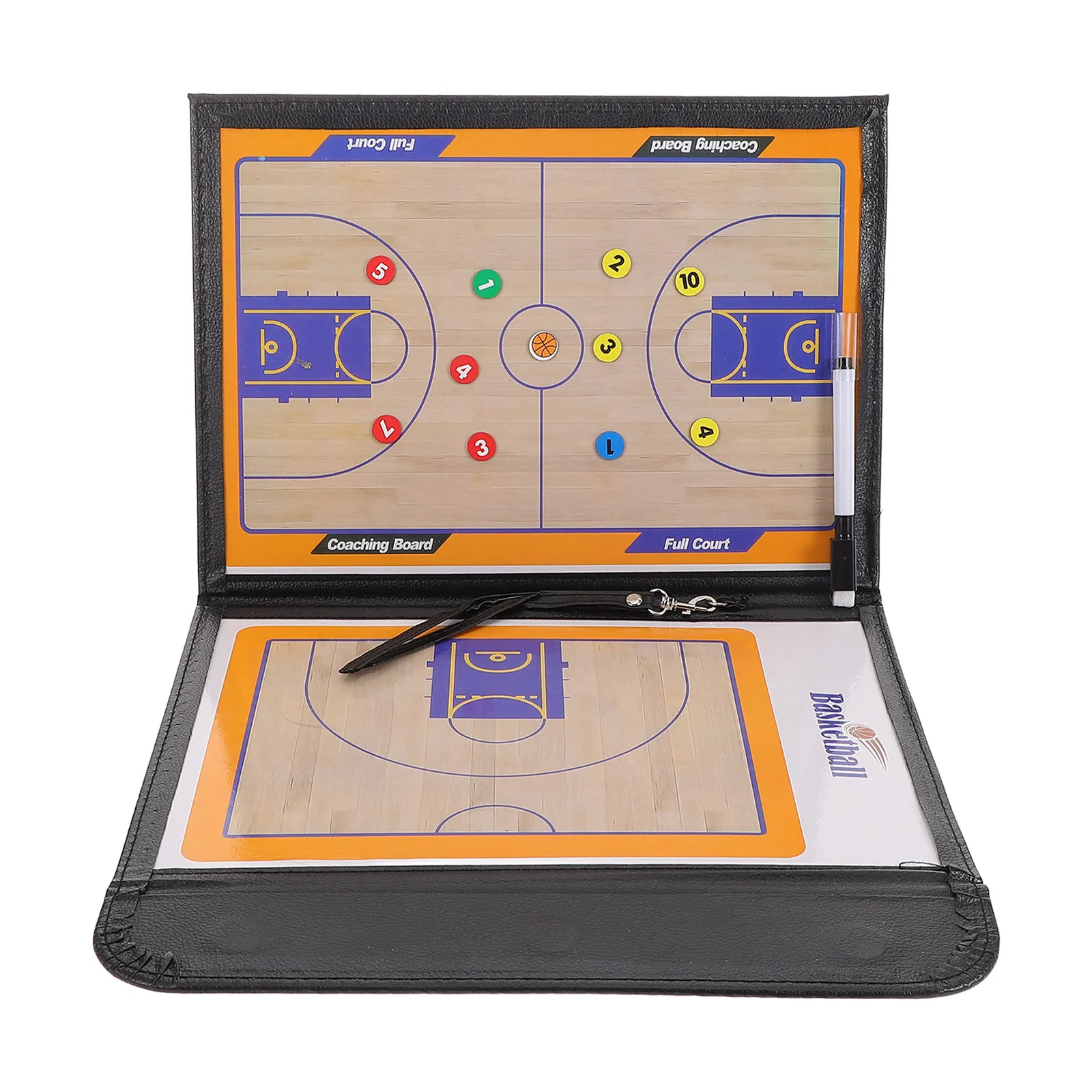 quadro-branco-de-basquete-tri-fold-para-treinadores-portatil-e-dobravel-quadro-de-ensino-com-diagramas-coloridos-material-pu-duravel