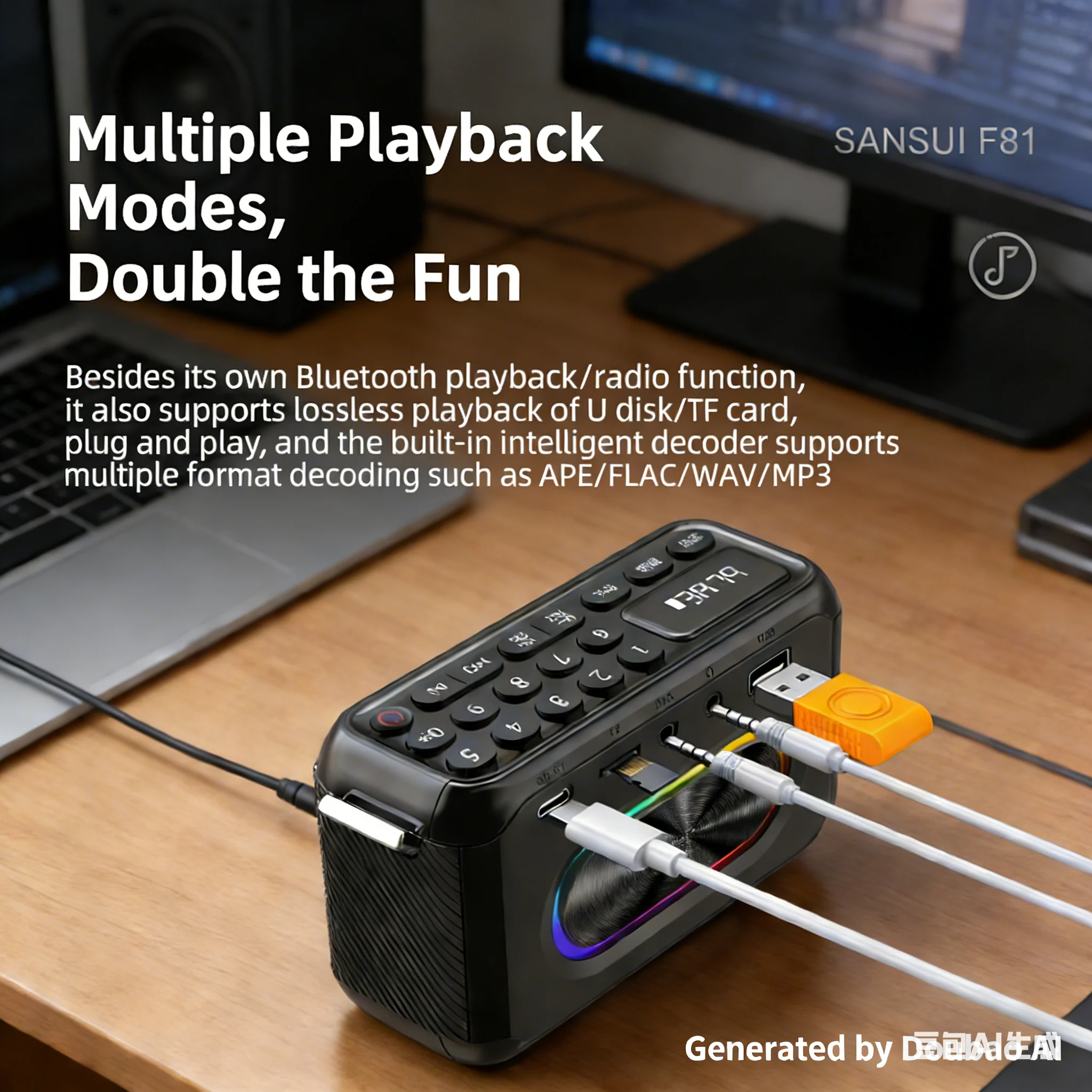 

Портативная стерео Bluetooth-колонка SANSUI F81 с усиленными басами, винтажный дизайн, мини-радио, музыкальный плеер, поддержка TF/USB/AUX