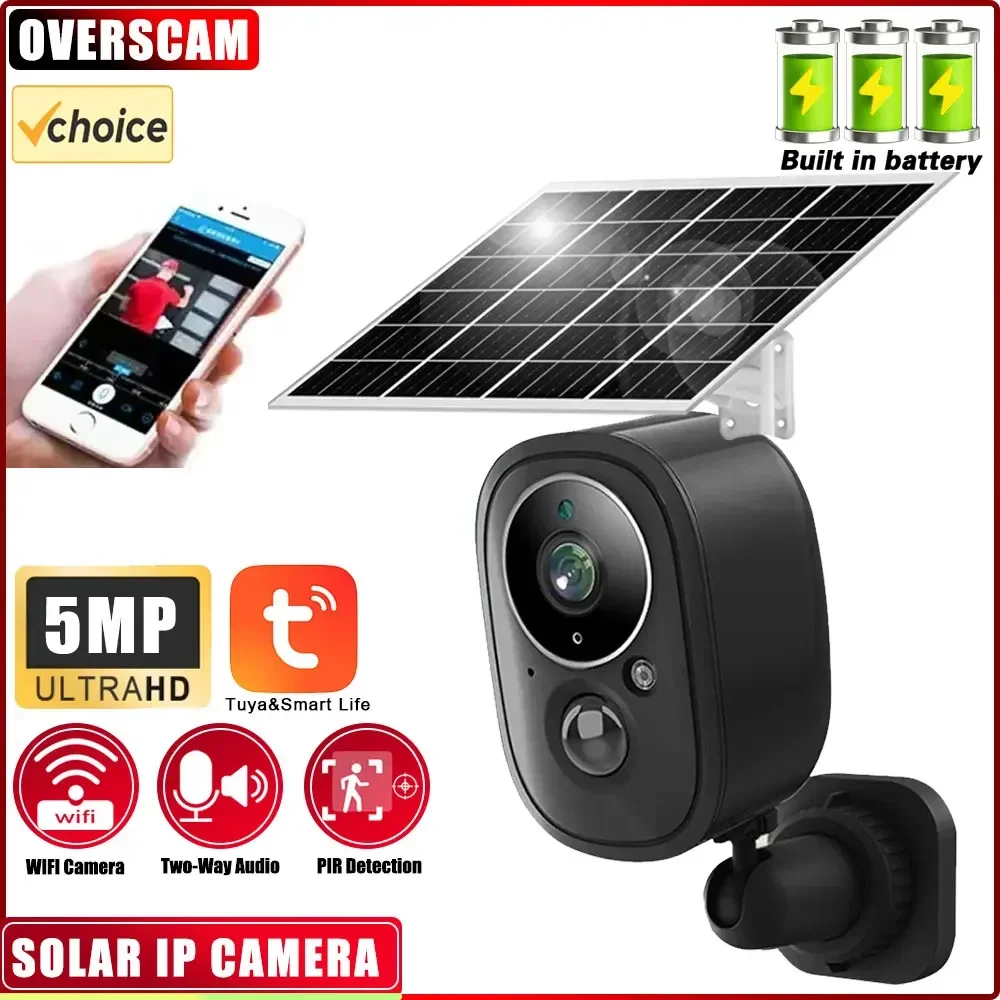 

5MP WIFI Solar Camera With Battery PIR Detection Wireless IP Camera Color Night Vision Security Surveillance Smart Life Home