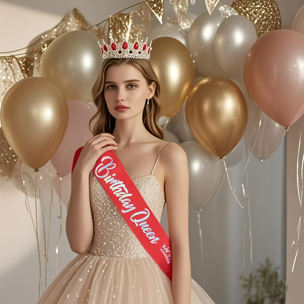 Glitzernde Strass-Geburtstagsparty-Set Tiara Krone Königin-Schärpe Frauen Mädchen Happy Birthday Haaraccessoires Abschlussball-Geschenke Dekorationen – Detail 8