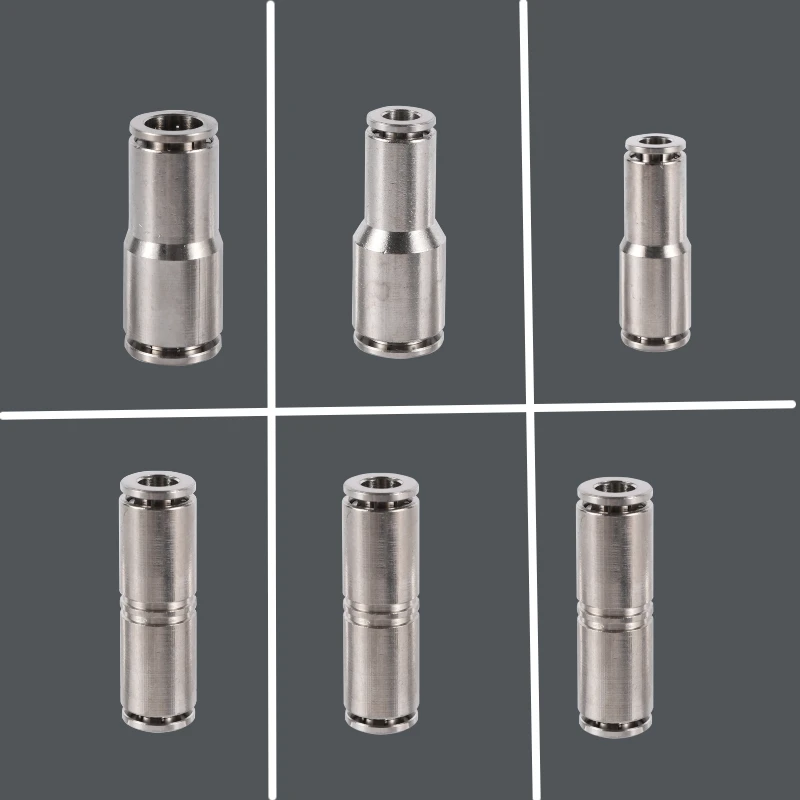 PU PG Pneumatic Quick Connector Nickel Plated Copper Hose Air Pipe Connection 4/6/8/10/12/14/16mm Straight Pneumatic Element 1Pc