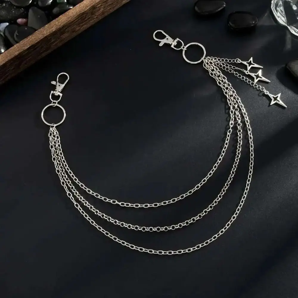 Fashion Metal Cross Pendant Wallet Chain Multilayer Structure Cross Pendant Metal Pants Keychain Hip Hop Chain Gift
