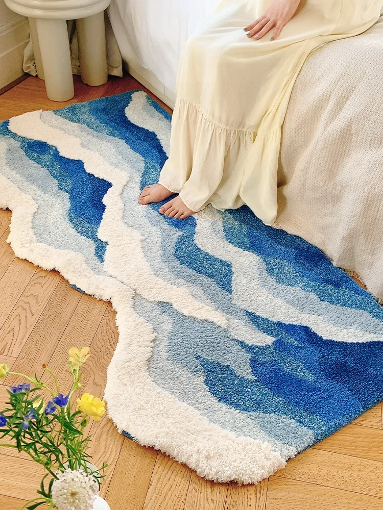 Modern Minimalist Living Room Bedroom Carpet Anti-Slip Quality Hand Washable Long Rectangle Shape Mixed Fiber Material