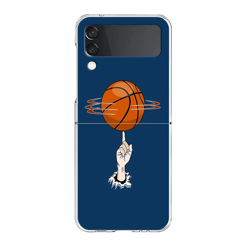 Basketball Basket Sports Hard PC Phone Case For Samsung Galaxy Z Flip 6 5 4 Transparent Cover For Galaxy Z Flip 3 Foldable Cases