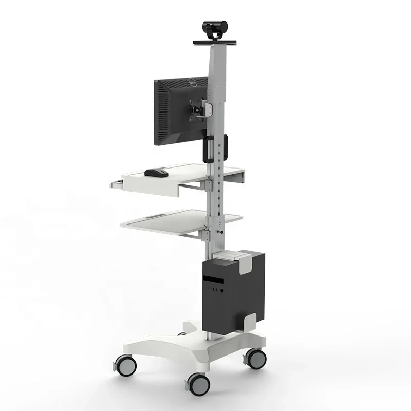 

Likaymo Medical Trolley Cart with Monitor Mount Holder Keyboard Tray with Wheels Mobile Workstation Cart for Hospital Clinic