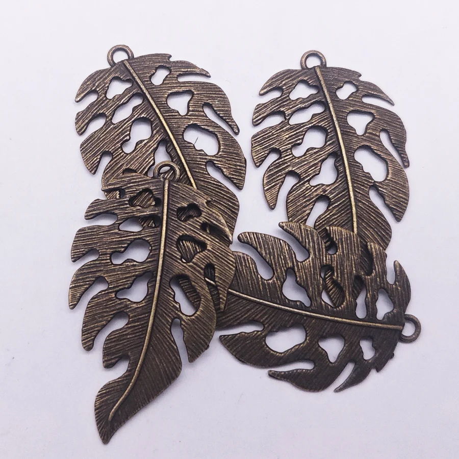 10pcs/lot Necklace pendant Charms Retro Style Bronze Tone Alloy Leaf Pendant Leaves Charm Jewelry Accessories  42*26mm AU32449