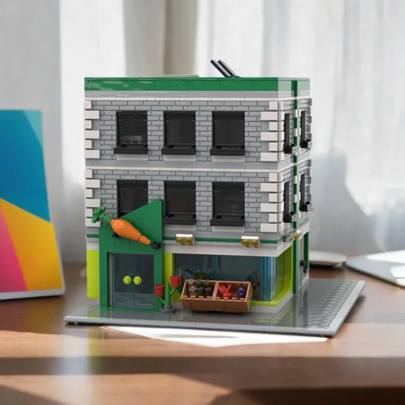 

1724 Pieces | MOC Modular Grocery Store Modification 60347 Modular City Supermarket | Model Building Blocks | Birthday Toys Gift