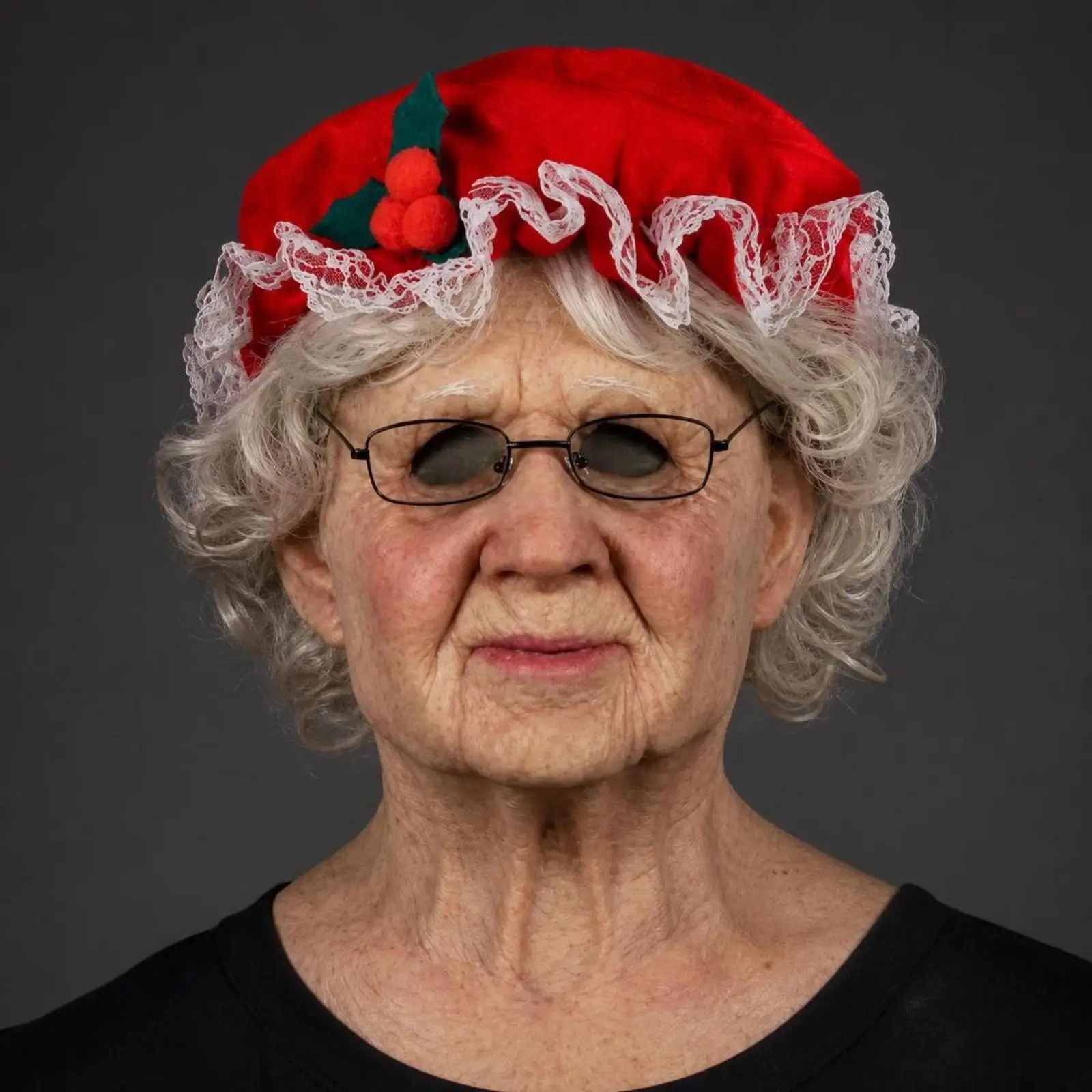 Realistic Scary Old Woman Mask Latex Halloween Elderly Lady Face Cover with Wig for Costume Party Performance - view 5