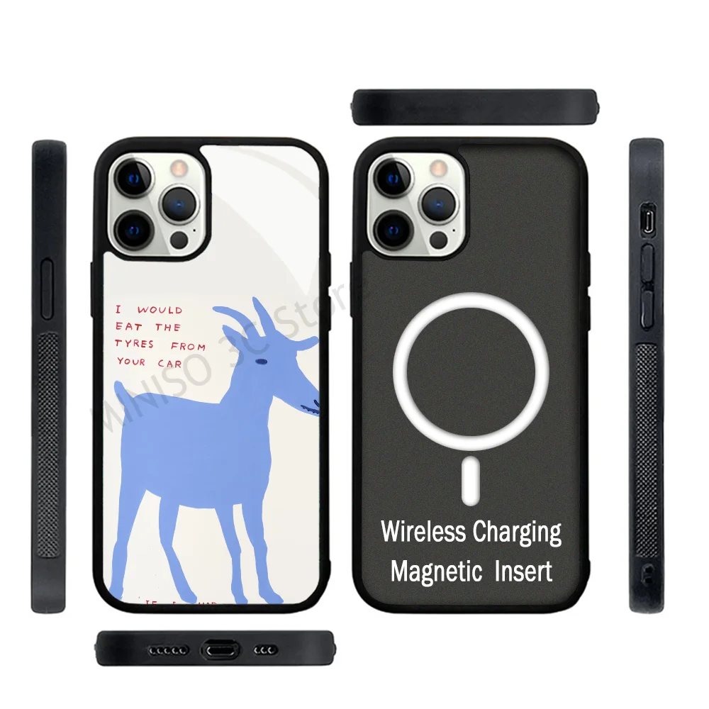 Art David John Shrigley Visual Phone Case Strong Magnetic For IPhone 15 14 13 Pro Max 11 12 Mini For Magsafe