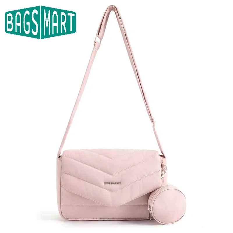 BAGSMART Crossbody Bags With Small Purses Down Cotton Padded Underarm Bags for Women Quilted Puffer Shoulder Handbag