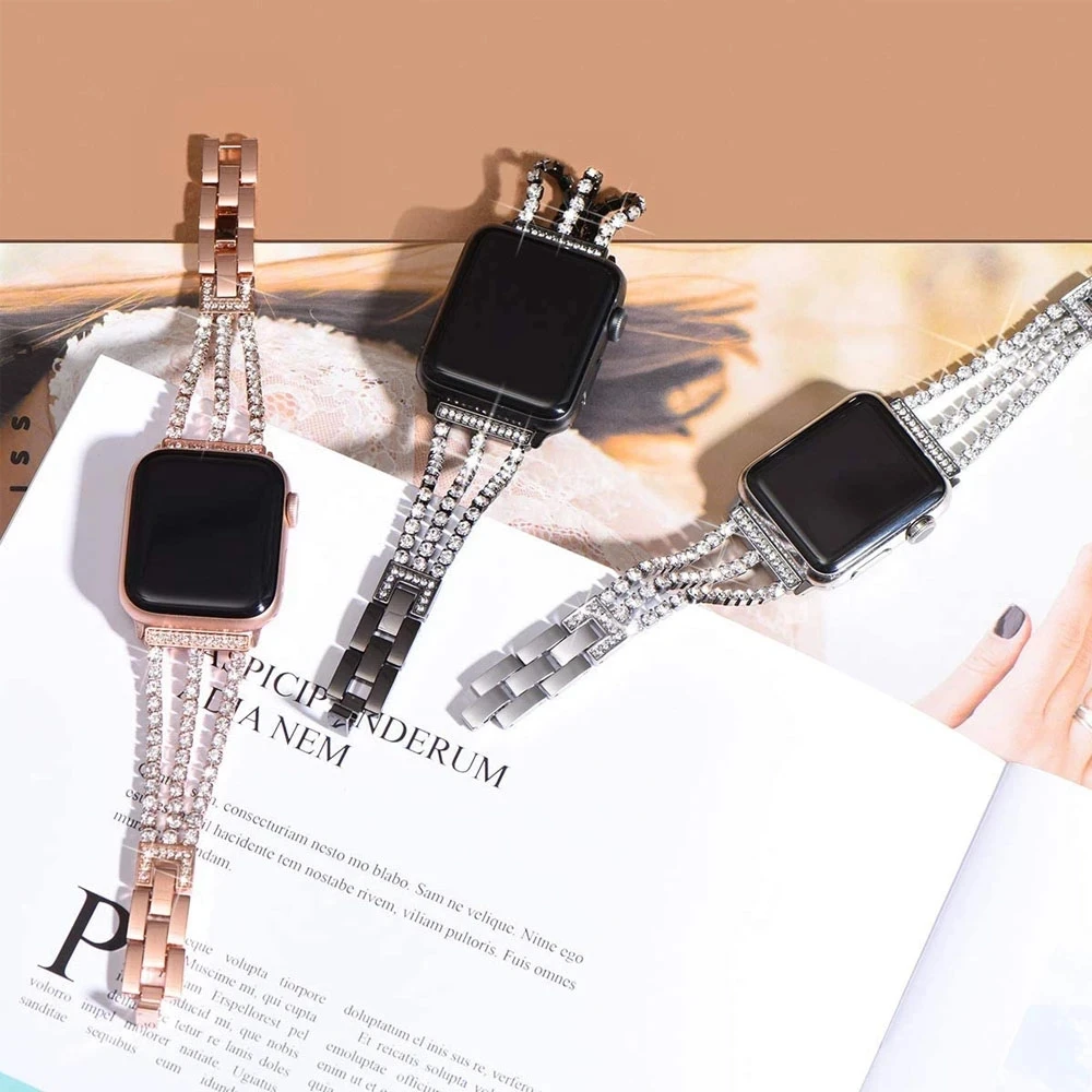 Shiny Diamond Strap For Apple Watch Band 10 9 8 7 46mm Metal Belt Women Jewelry Bracelet for iWatch Ultra 2 49mm 41/45mm 44/40mm