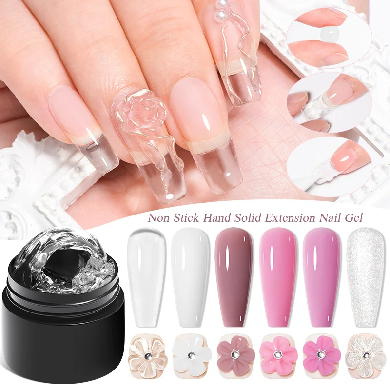 

7ML Solid Non Stick Hand Extension Gel Nail Polish Clear Nude Pink Extension Gel Rhinestone Glue For Nail Art Design Manicure