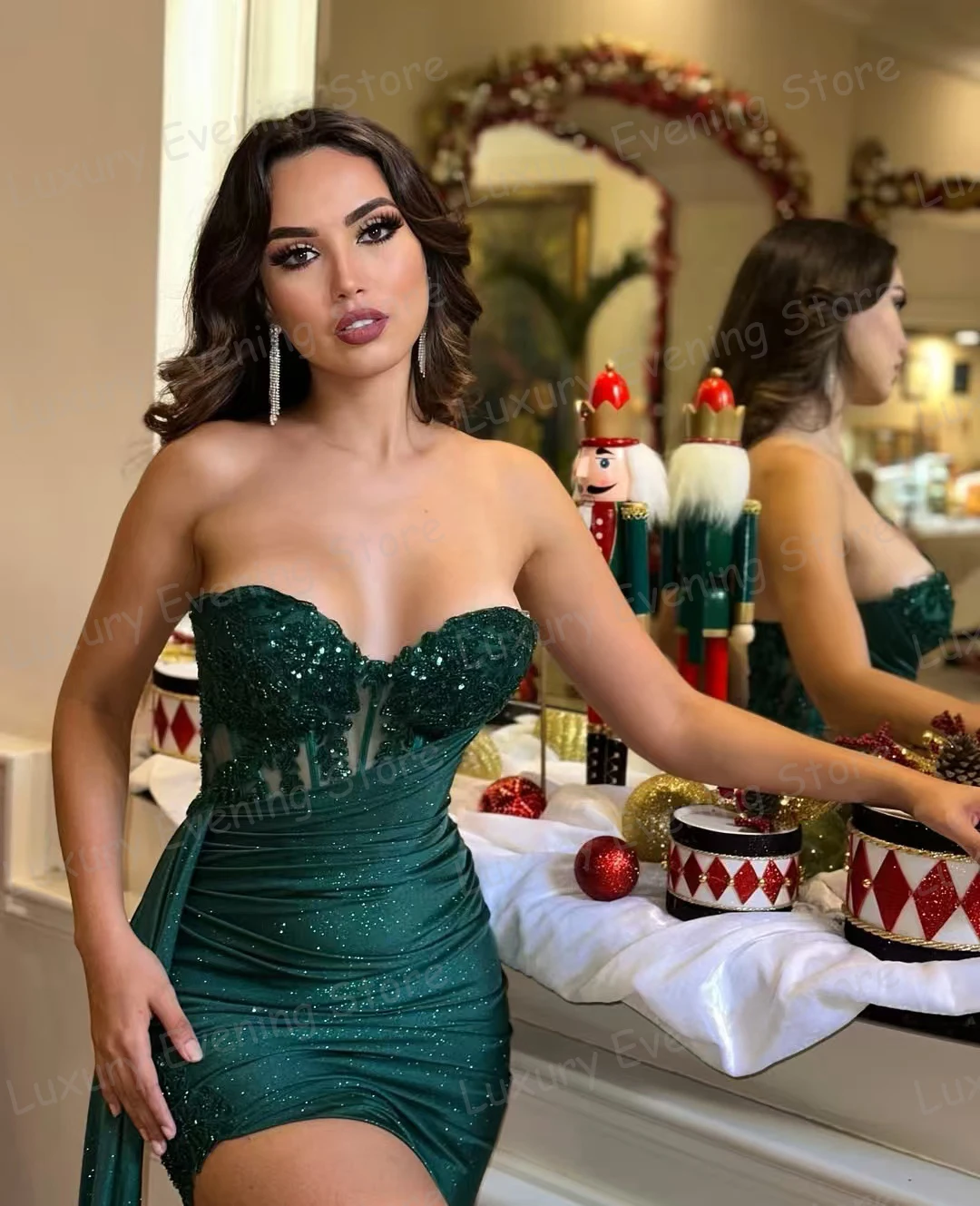 Vestidos De Noche verdes De moda, Vestidos De graduación con lentejuelas De sirena brillantes, Vestidos De Fiesta personalizados sin mangas con abertura y espalda descubierta