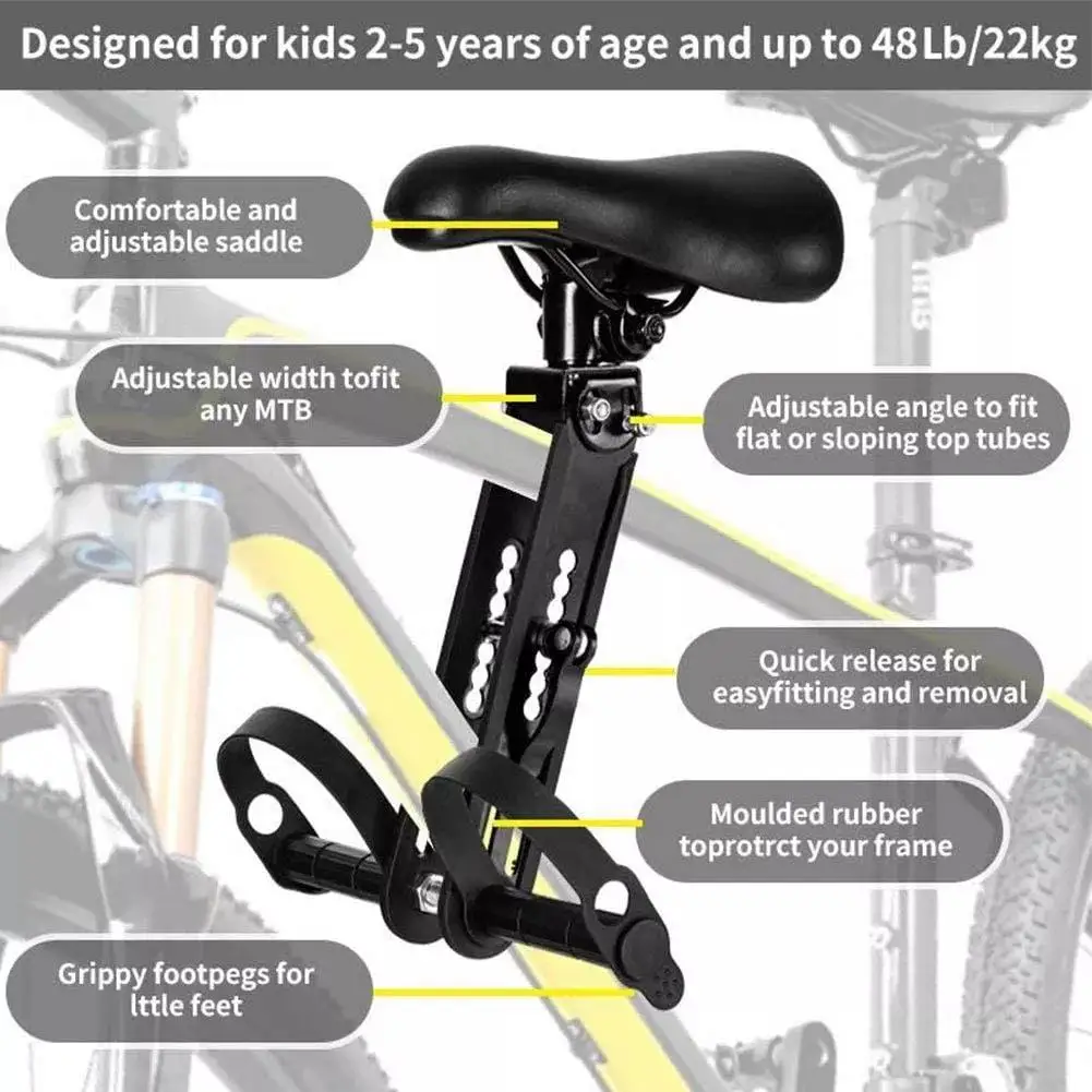 Asiento de bicicleta para niños con montaje de haz, asiento de bicicleta para niños con reposabrazos