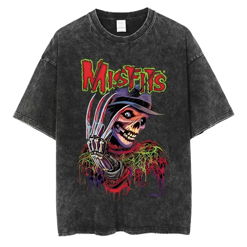 Classic Punk MISFITS T Shirt Retro Gothic Grunge Graphic Streetwear Cotton Vintage Men Women Oversized Black Short Sleeve Tees