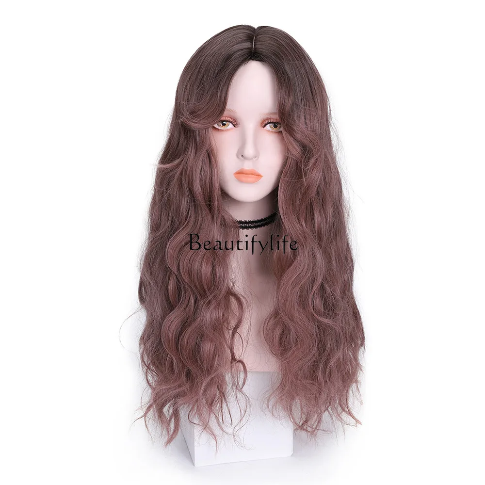 Wig Female Long Curly Hair Wool Roll Medium No Bangs Corn Permed Full Headgear