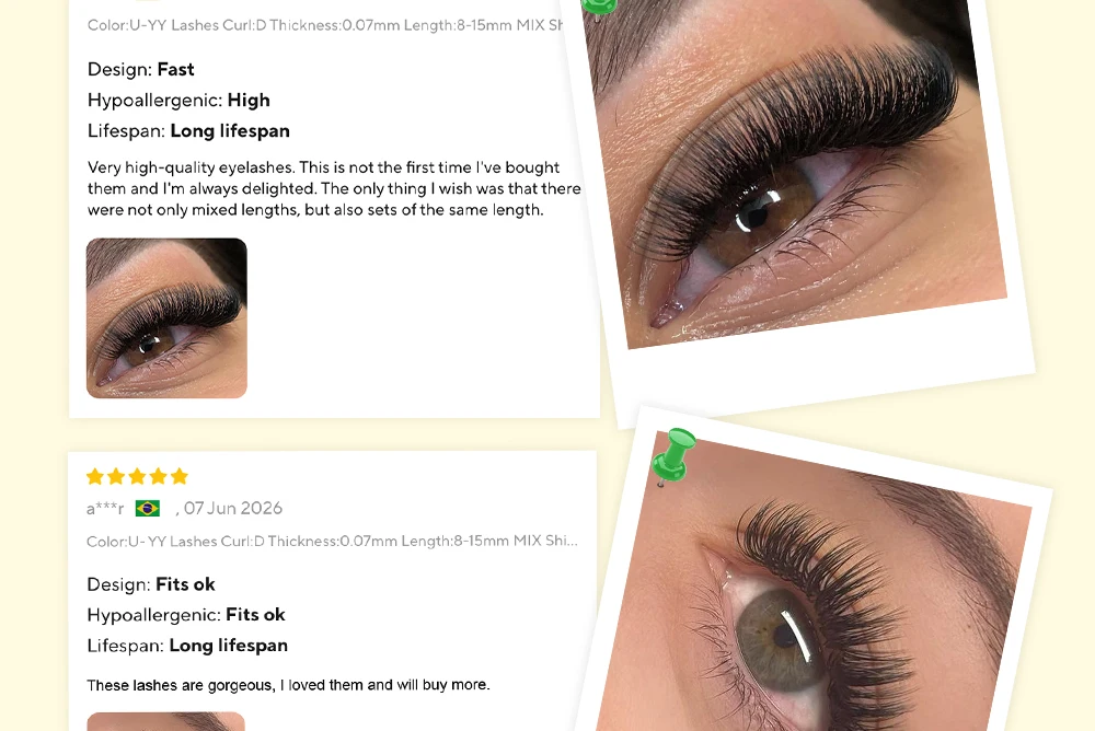 LUKATME U-YY Wimpernverlängerungen, flauschige, wispy, vorgefertigte Fächer, Schwarz/Braun, C/D-Curl, Easy Fan 2D UU Wimpern 8-15mm für den Salon – Detail 13
