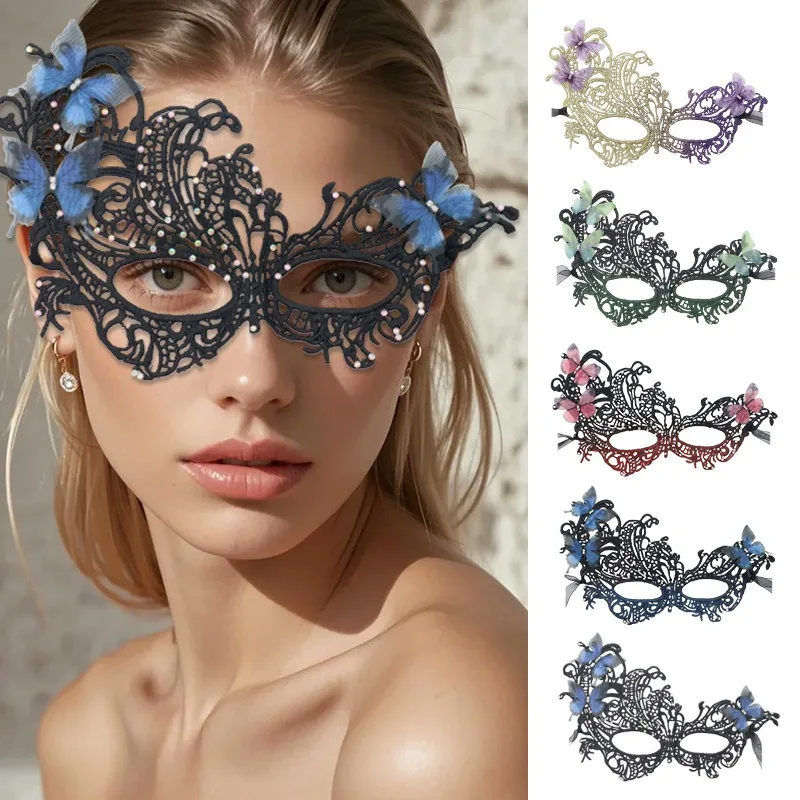 

Сексуальная кружевная маска с бабочкой, женская маскарадная венецианская вечеринка, полумаска для лица, товары для косплея на Хэллоуин, полая маска для глаз