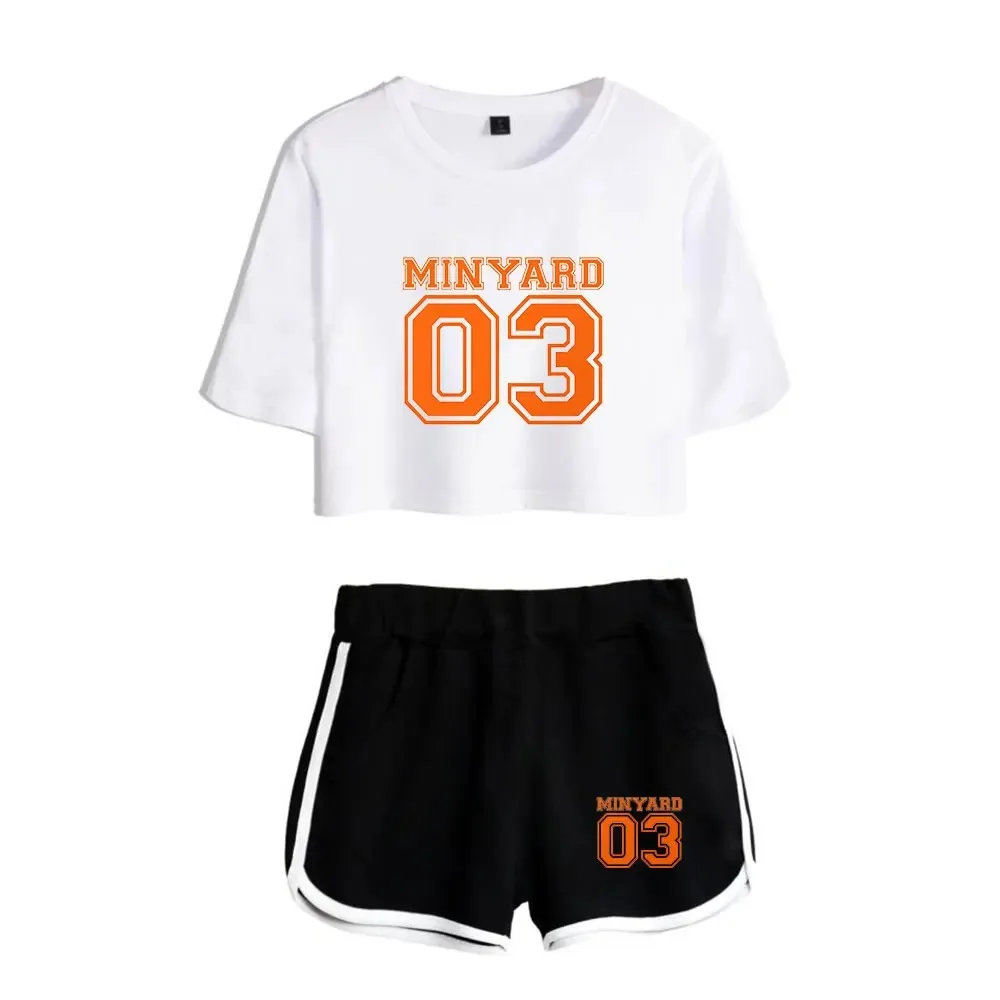 Minyard-Cool Shorts and Short Sleeve T-shirt for Girls, Foxhole Logo Clothing, Summer Suit, 2 Pieces