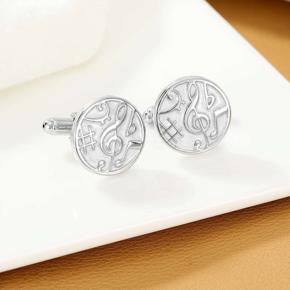Funny Music Note Design Round Cufflinks Mens G Celf Sharp Quarter Note Pattern Sleeve Button