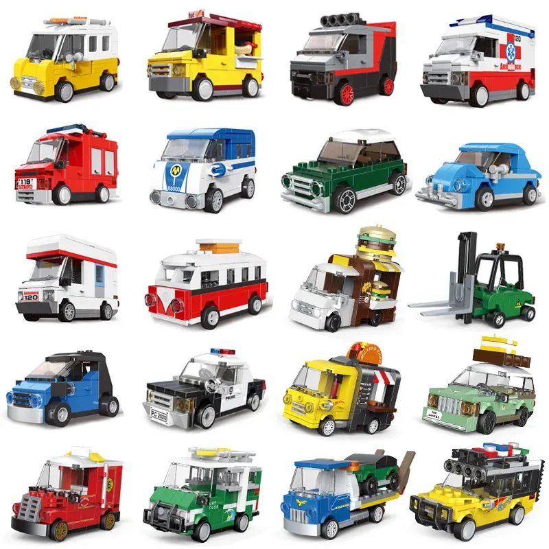 Racing Car Bus Engineering Vehicle Ambulance Pull Back Model Building Blocks Brick Toys Children Boys Compatible With Lego