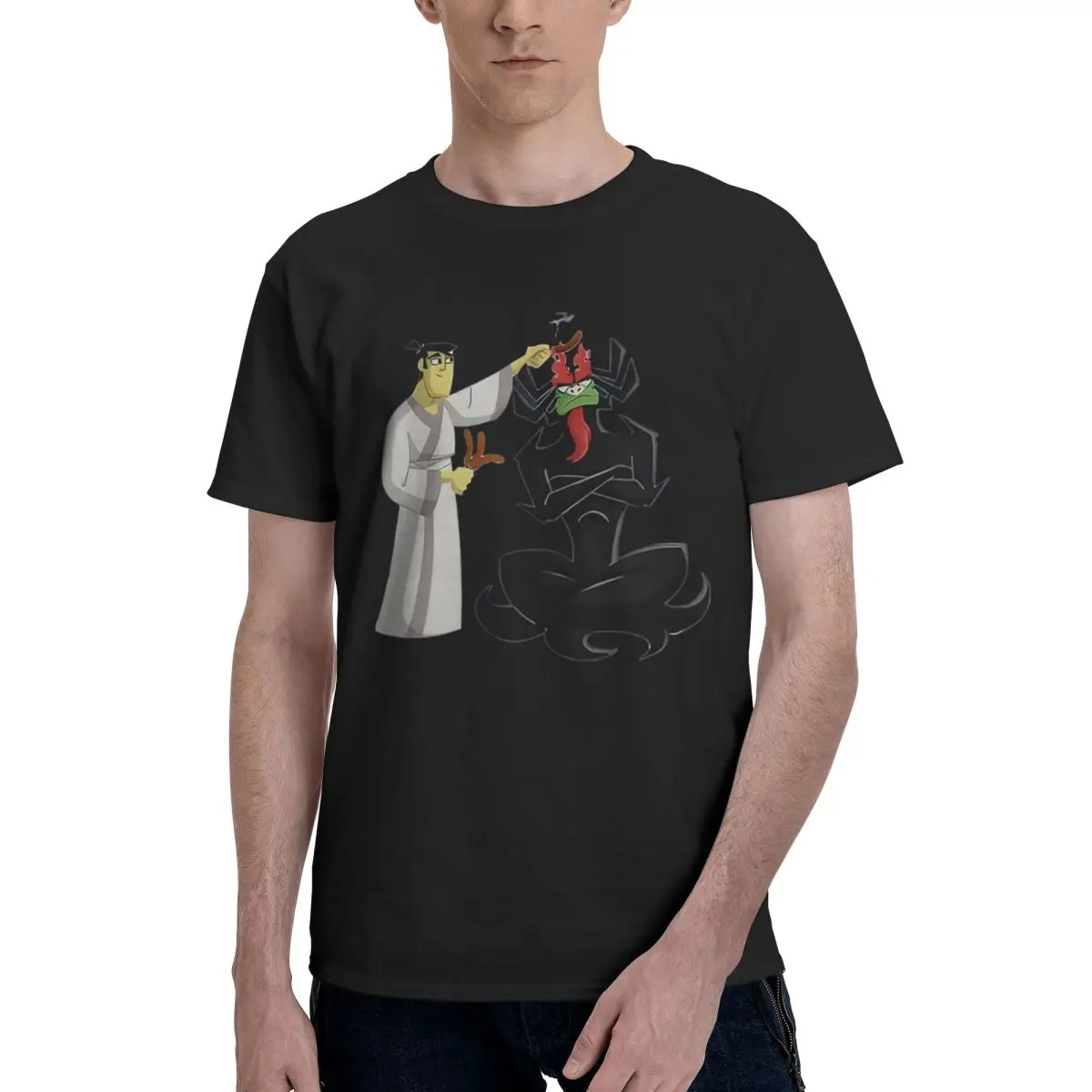 Samurai Jack Aku, повседневные дышащие удобные футболки из 100% хлопка с забавным мангой Ugus, мужская одежда