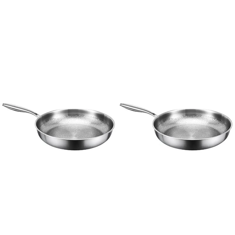 WCS-2X Titanium Steel Frying Pan Uncoated Non Stick Pan Fish Scale Hammer Pattern Steak Frying Pan Kitchen Cookware,C