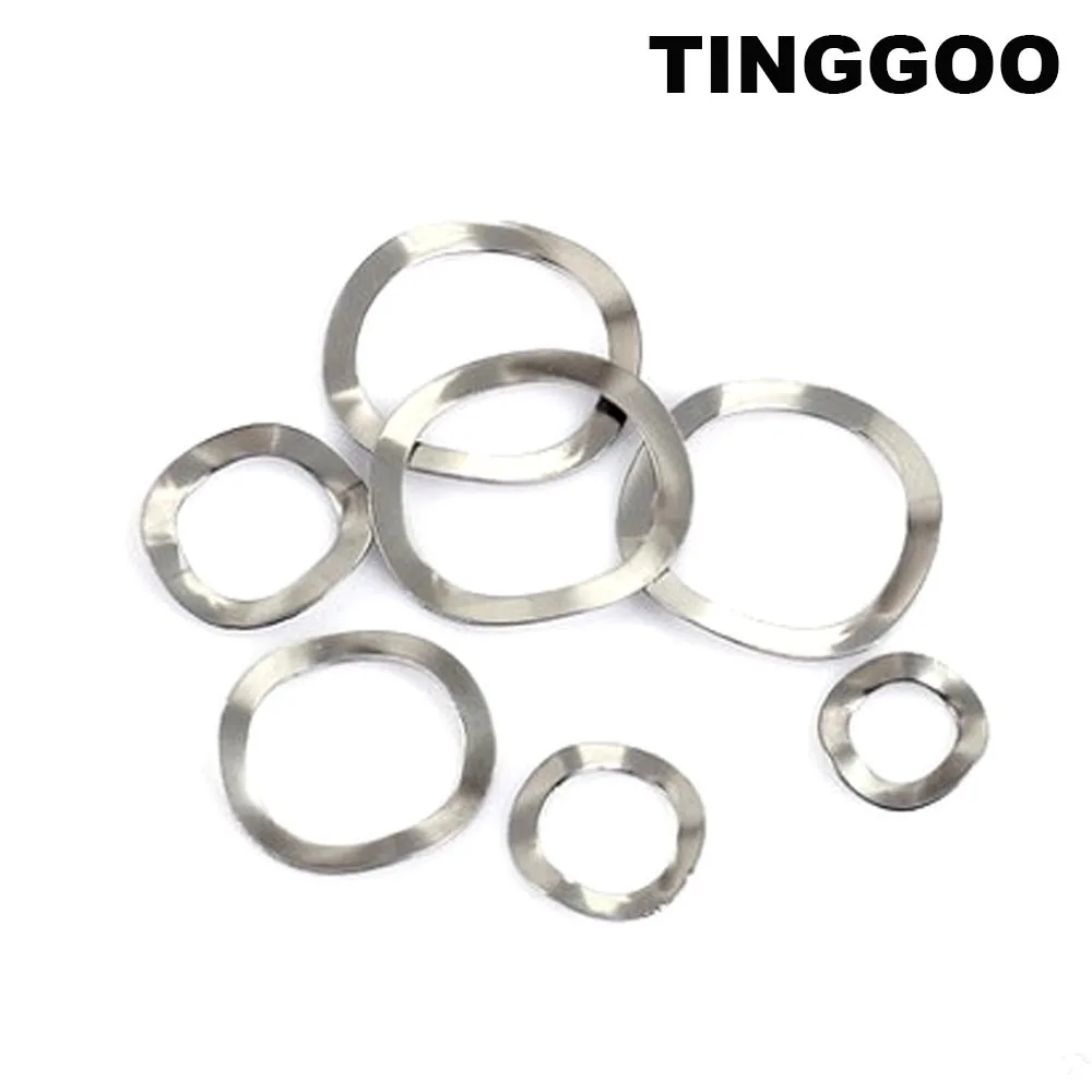 50pcs Stainless Steel 304 Three Wave Crest Spring Washers M3M4M5M6M8M10M12M14M14M16M19 M22 M25 Size Range Set for Bearing Shafts