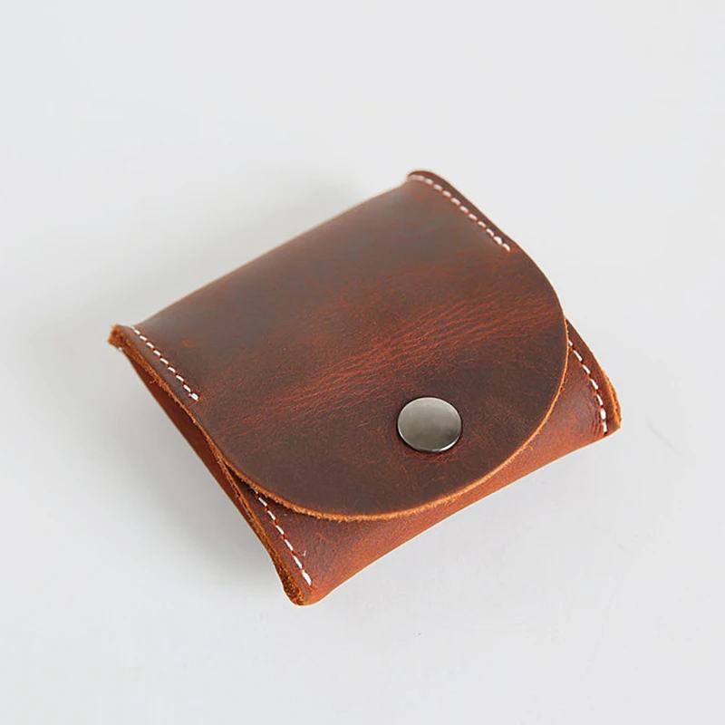 

100% Genuine Leather Coin Purse For Men Male Woman Vintage Natural Cowhide Small Mini Wallet Hasp Coin Pouch Storage Pocket Bag