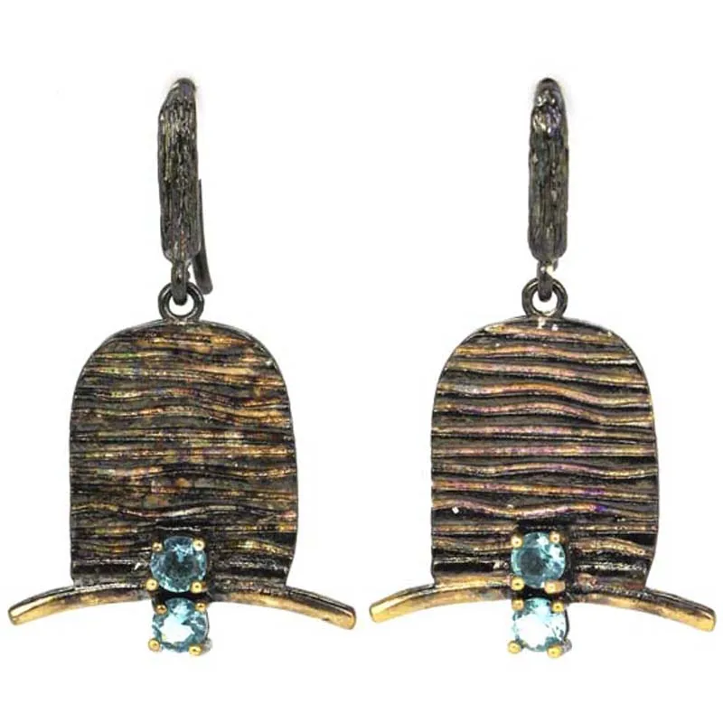 اشتر 4 واحصل على 1 مجانًا 41 × 26 مم من الياقوت الأحمر والأزرق والزبرجد للسيدات أقراط من الذهب والفضة باللون الأسود