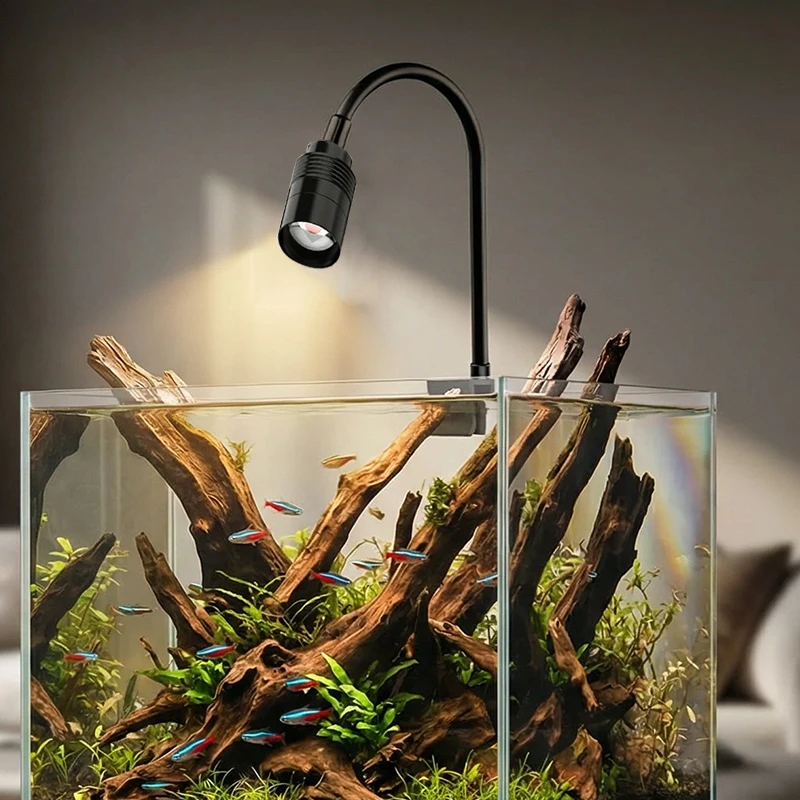 USB 3W Südamerikanischer Aquarium-Strahler, 3-Farben dimmbar, Zyklus-Timer, zoombare LED-Aquariumlampe für Aquascape-Dekoration und Beleuchtung – Detail 7