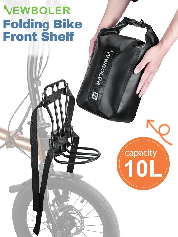 AliExpress NEWBOLER 4/6/10L Cycling Metal Front Rack PVC Bag for Brompton Bike Bag Front Lightweight Shelf Luggage Rack Bicycle Accessories