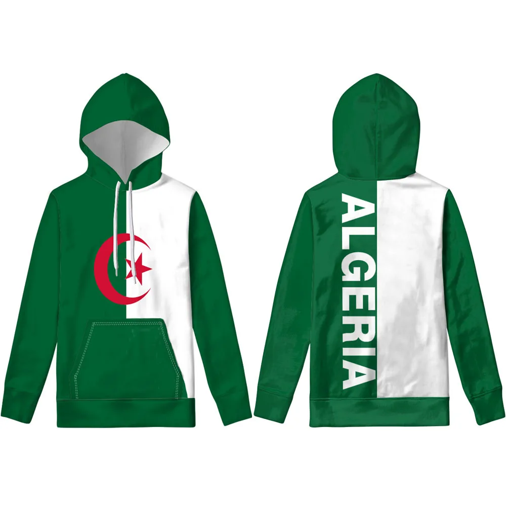 แอลจีเรีย Hoodie ฟรีที่กำหนดเองทำหมายเลขชื่อ Dza เสื้อกันหนาวอิสลาม Diy Arabic Algerie อาหรับพิมพ์ข้อความ Word Flag ภาพเสื้อผ้า