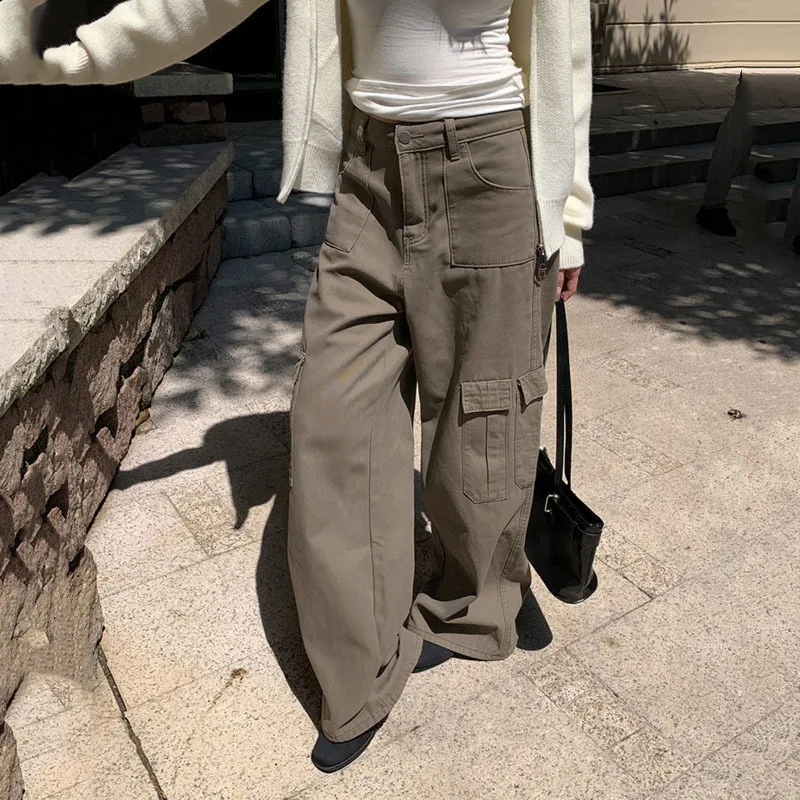 ANJY 2025 Autumn Winter New Women Fashion Simple Straight Cargo Jeans High Street Versatile Personality Trend Denim Pants A16099