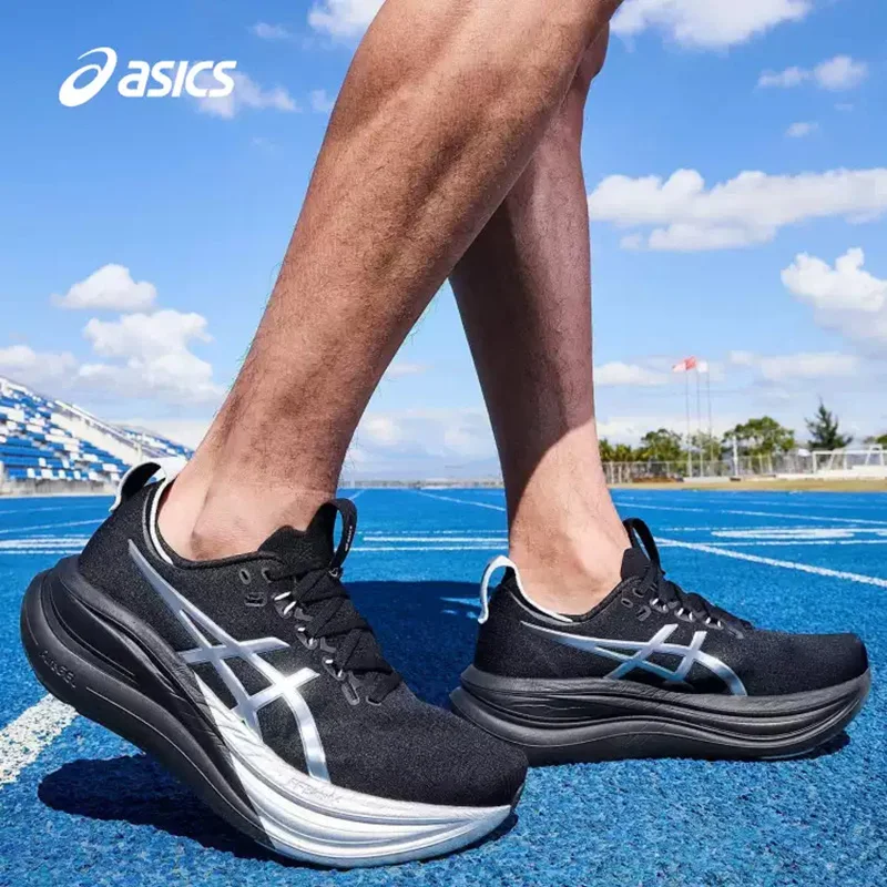 

Asics Men GEL-NIMBUS 27 Black White Breathable Mesh Cushion Long Distance Marathon Running Shoes 1011C214-001