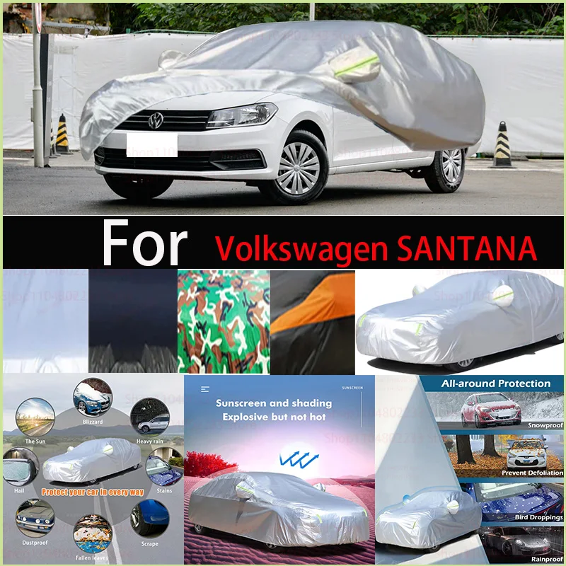 

Windproof Car Cover with Reflective Strip Auto Anti-UV Sun Rain Snow Dust Paint Protect Cover Universal for Volkswagen SANTANA