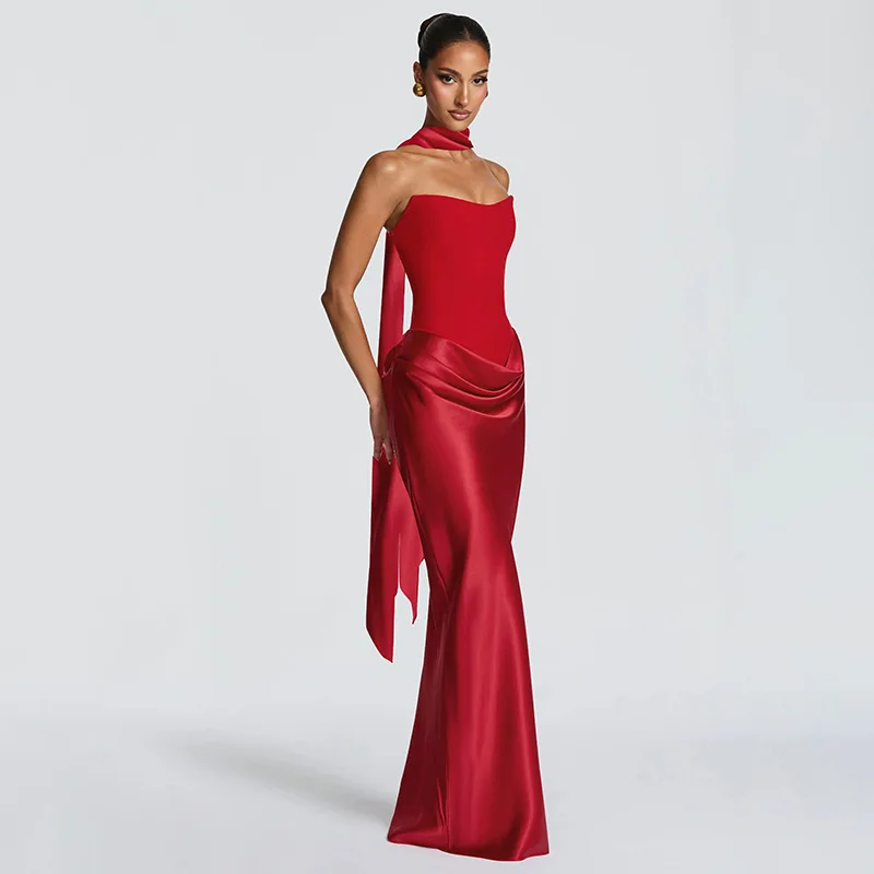 2026 Sommer Neues Elegantes Ärmelloses Figurbetontes Kleid für Damen mit Bandverzierung Formelles Bodycon-Kleid – Detail 35