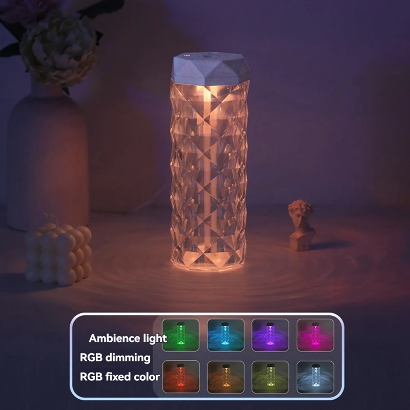 400Ml Small Air Humidifier Colorful Ambient Lighting  Multiple Faceted Prism Design  Multiple Faceted Prism Design