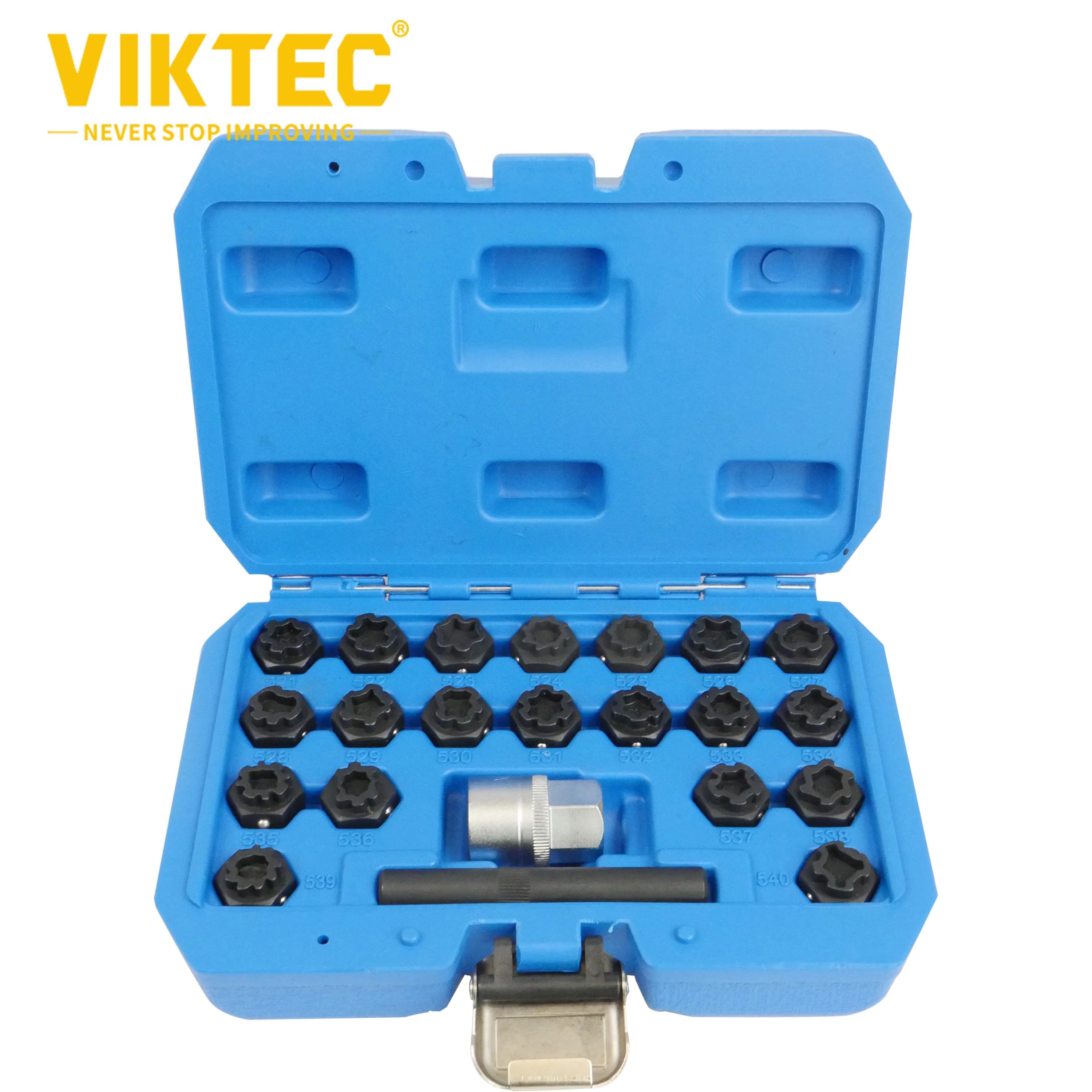 VIKTEC 22pcs Anti-Theft Screws Removal Set For VW VAG Wheel Lock Nut Key Kit 521-540,VT13813A