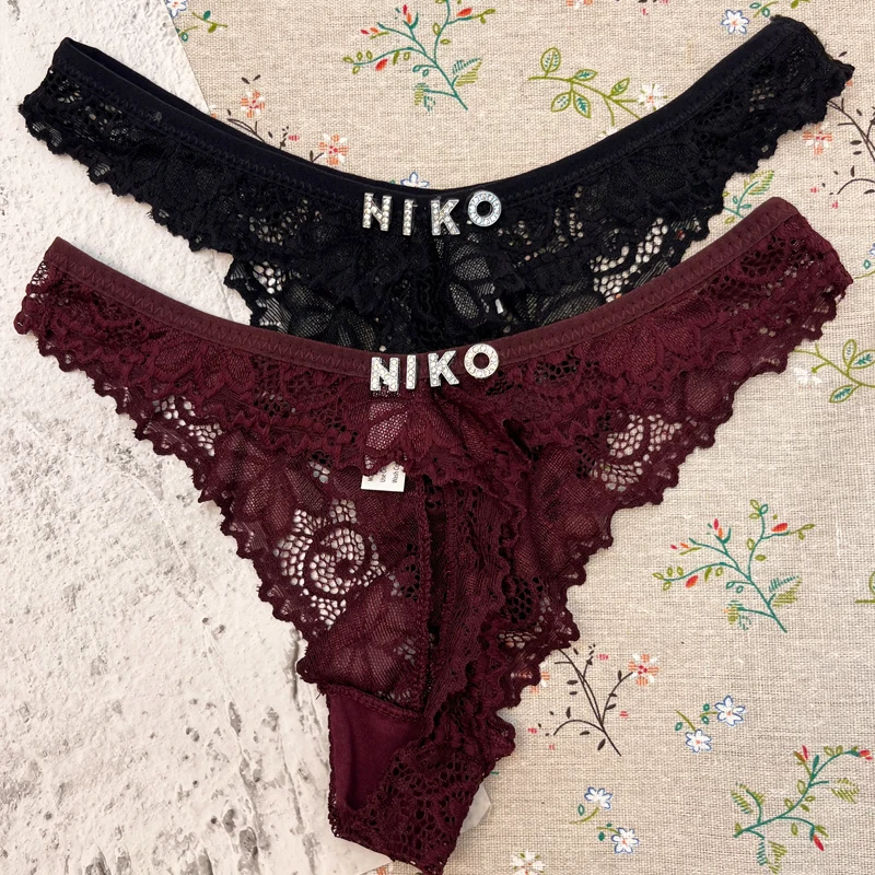 Custom Thong Lace Panties For Sexy Women Letters Personality String Name Hotwife Lingerea Tanga Customize Underwear Gifts Wife